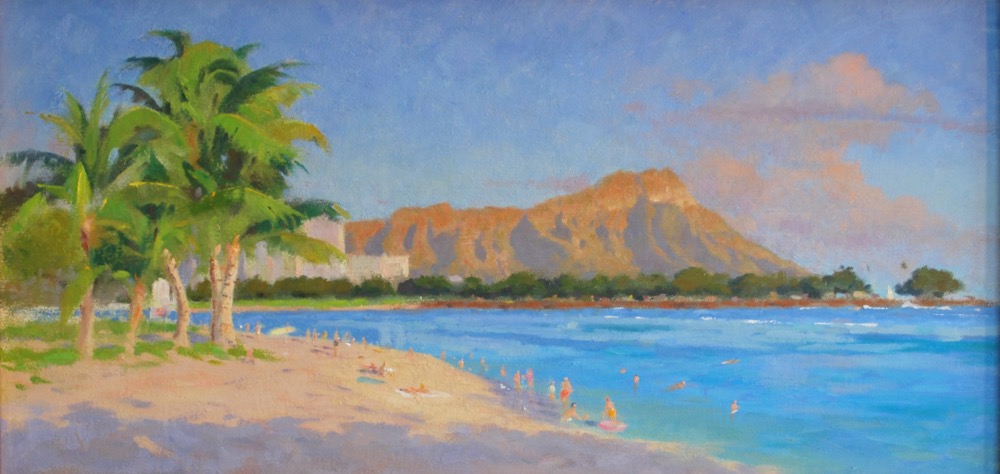 1000x474 Diamond Head From A. M. Mark Norseth Fine Paintings - Diamond Head Painting