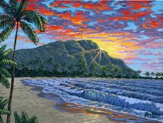 239x180 Oahu Paintings Hawaii Diamond Head Waikiki Arizona Memorial Pearl - Diamond Head Painting