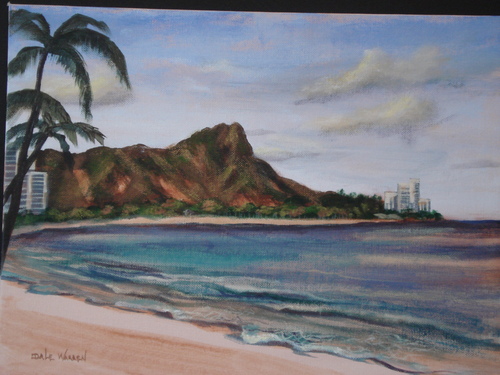 500x375 Painting Waikiki Beach And Diamond Head (Original Art By Dale - Diamond Head Painting