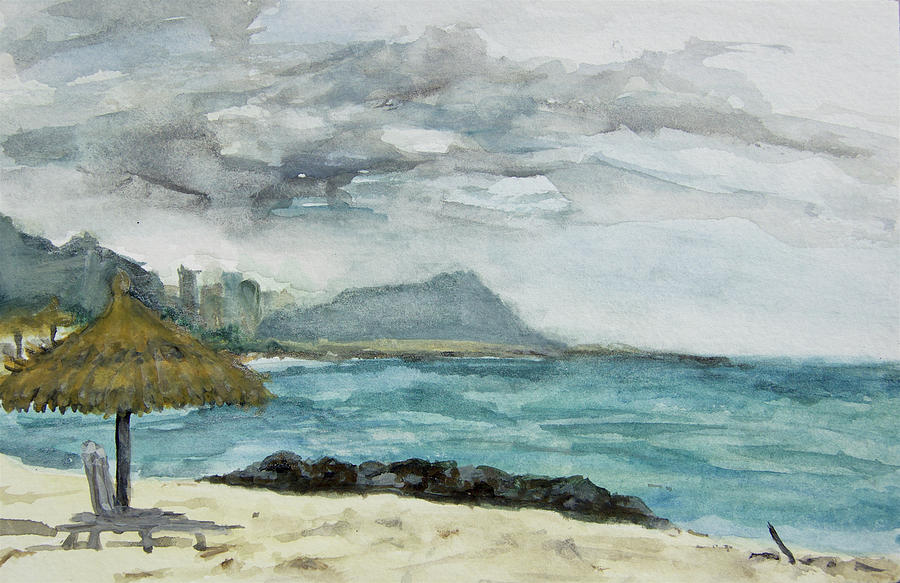 900x583 Diamond Head Days Painting By Fareeha Khawaja - Diamond Head Painting