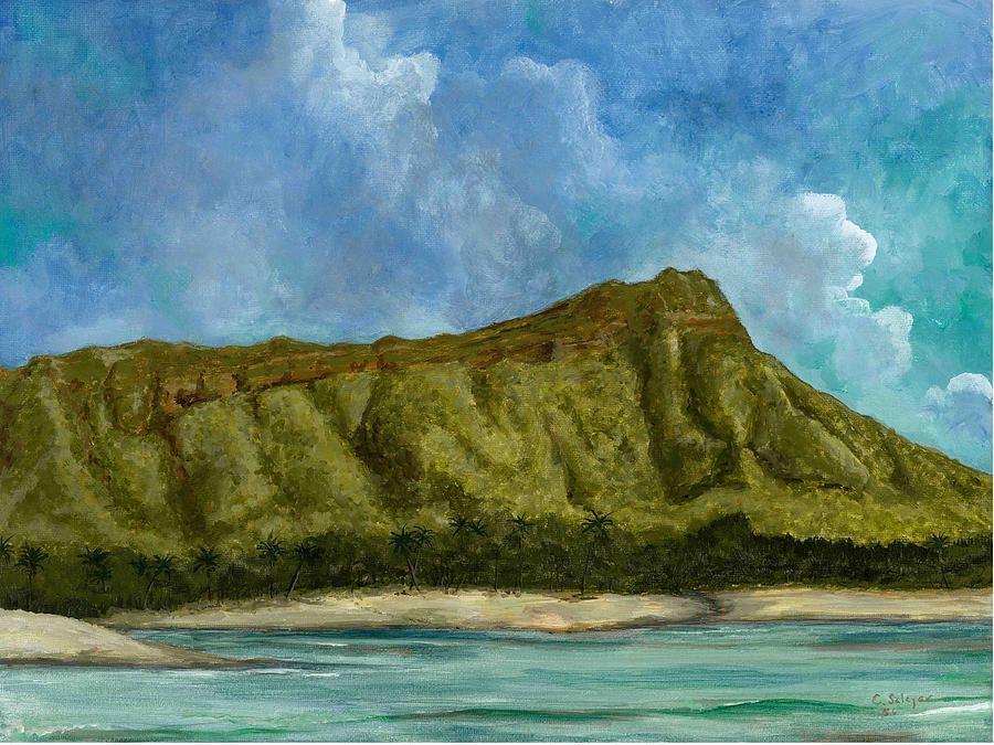 900x675 Diamond Head Hawaii Painting By Carlene Salazar - Diamond Head Painting