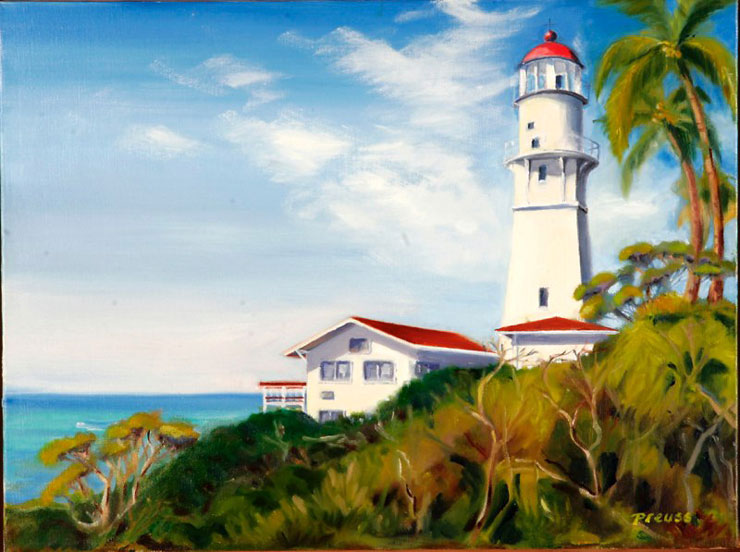 740x552 Diamond Head Light House Ii Rolf Preuss, Oil Painter, Seattle, Wa - Diamond Painting Seattle
