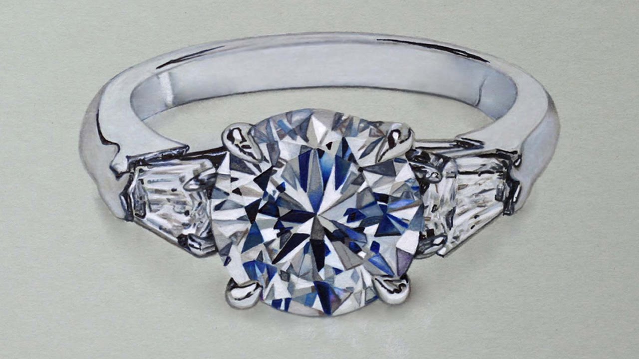 1280x720 Drawing A Diamond Ring, Hyperrealistic Art - Diamond Ring Painting