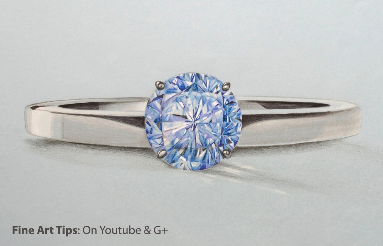 1286x827 How To Draw A Blue Diamond Ring - Diamond Ring Painting
