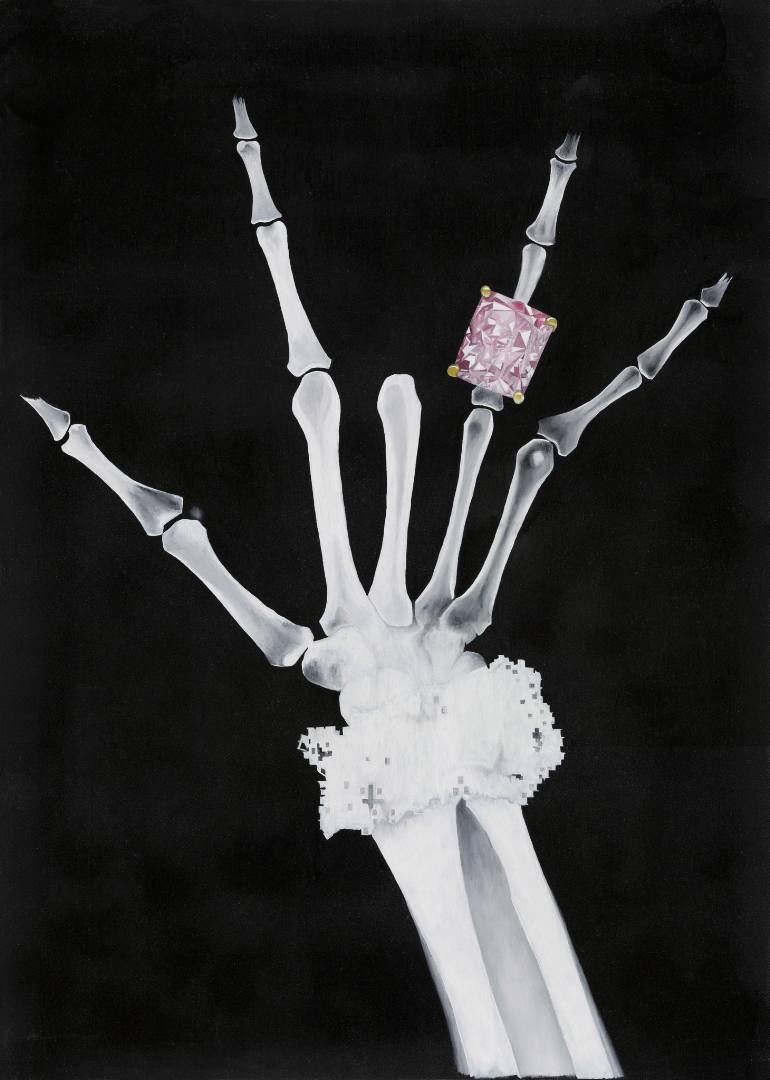 770x1080 Saatchi Art Longing (X Ray Pink Diamond Ring) Painting By Imre - Diamond Ring Painting