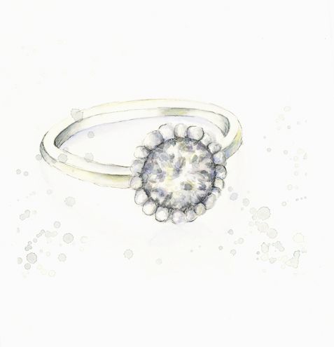 477x495 Watercolor Diamond Ring Painting Jewels Watercolor - Diamond Ring Painting