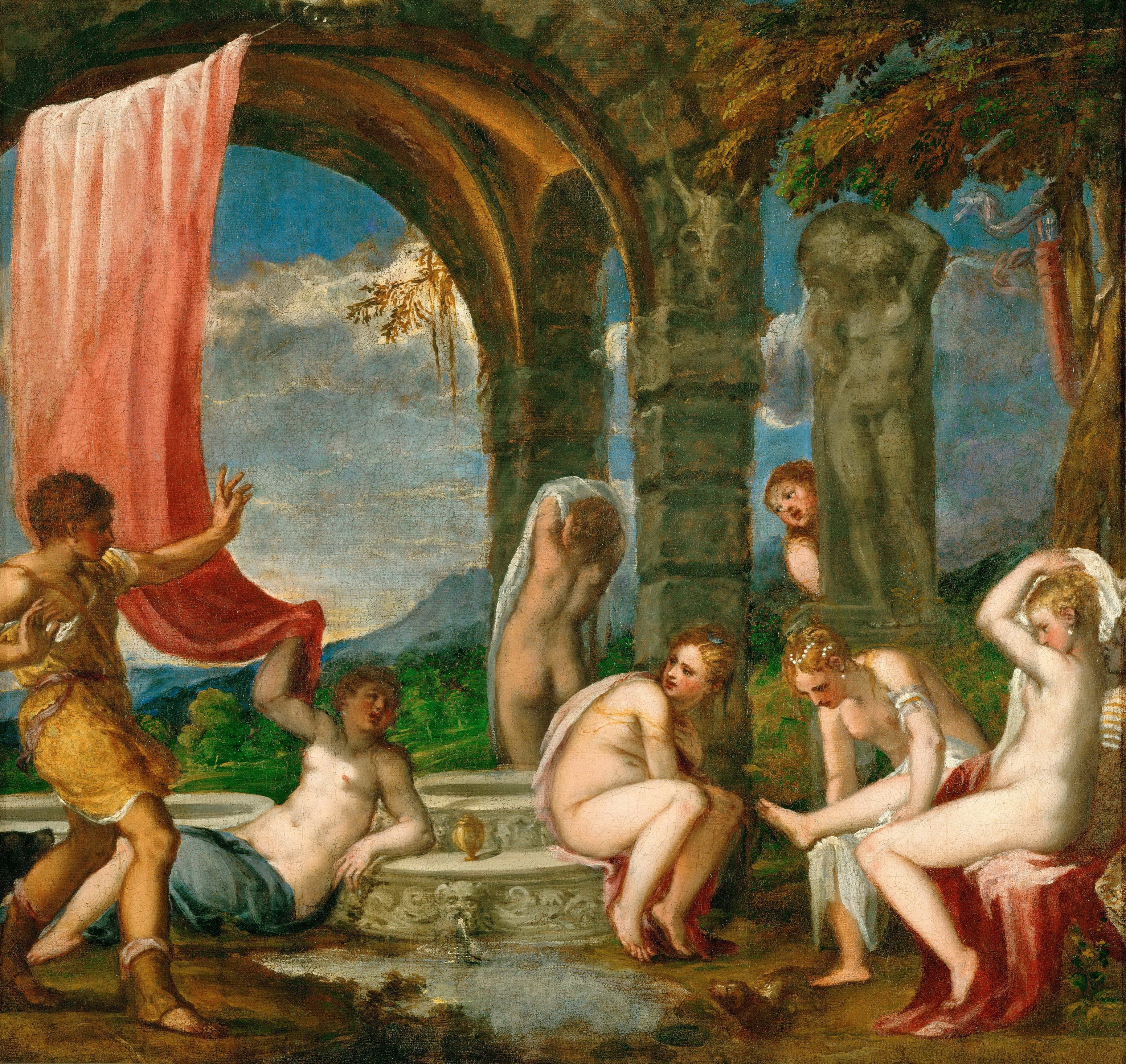 3103x2934 Fileandrea Schiavone - Diana And Actaeon Painting
