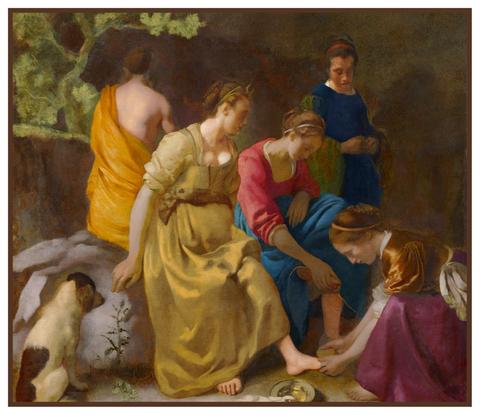 480x415 Diana And Her Companions By Johannes Vermeer Counted Cross Stitch - Diana And Her Companions Painting