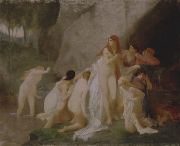 581x470 Diana And Her Companions Bathing By Jules Joseph Lefebvre On Artnet - Diana And Her Companions Painting