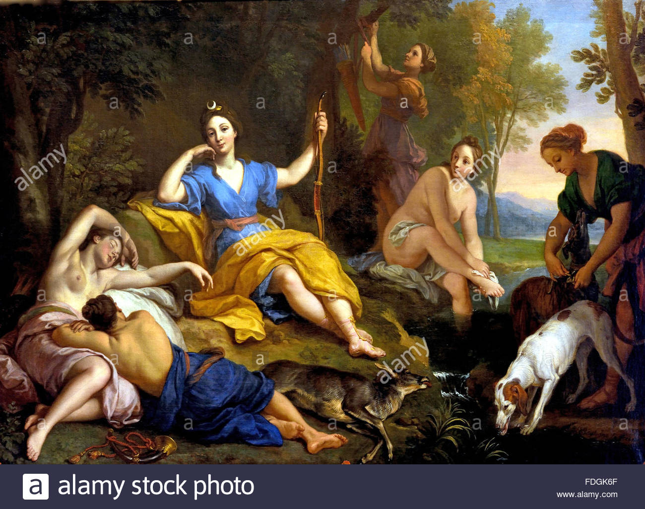 1300x1026 Diana And Her Companions Resting After The Hunt Boulogne Louis De - Diana And Her Companions Painting