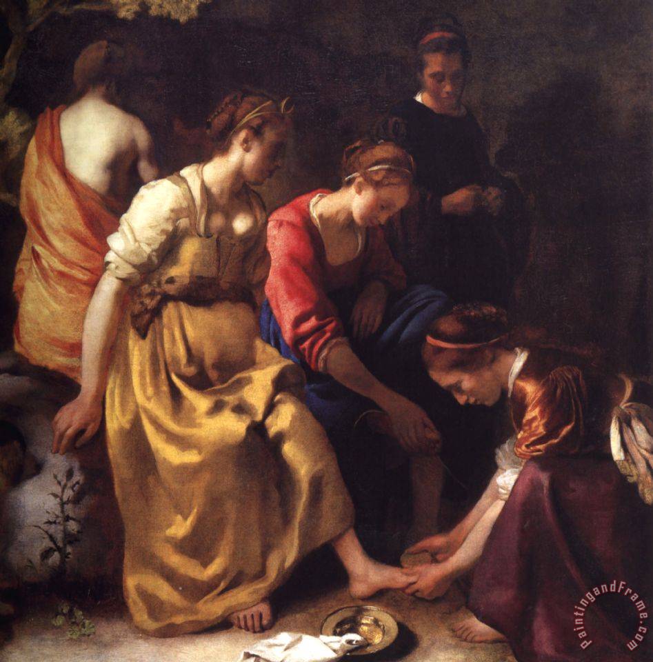 947x960 Johannes Vermeer Diana And Her Companions Painting - Diana And Her Companions Painting