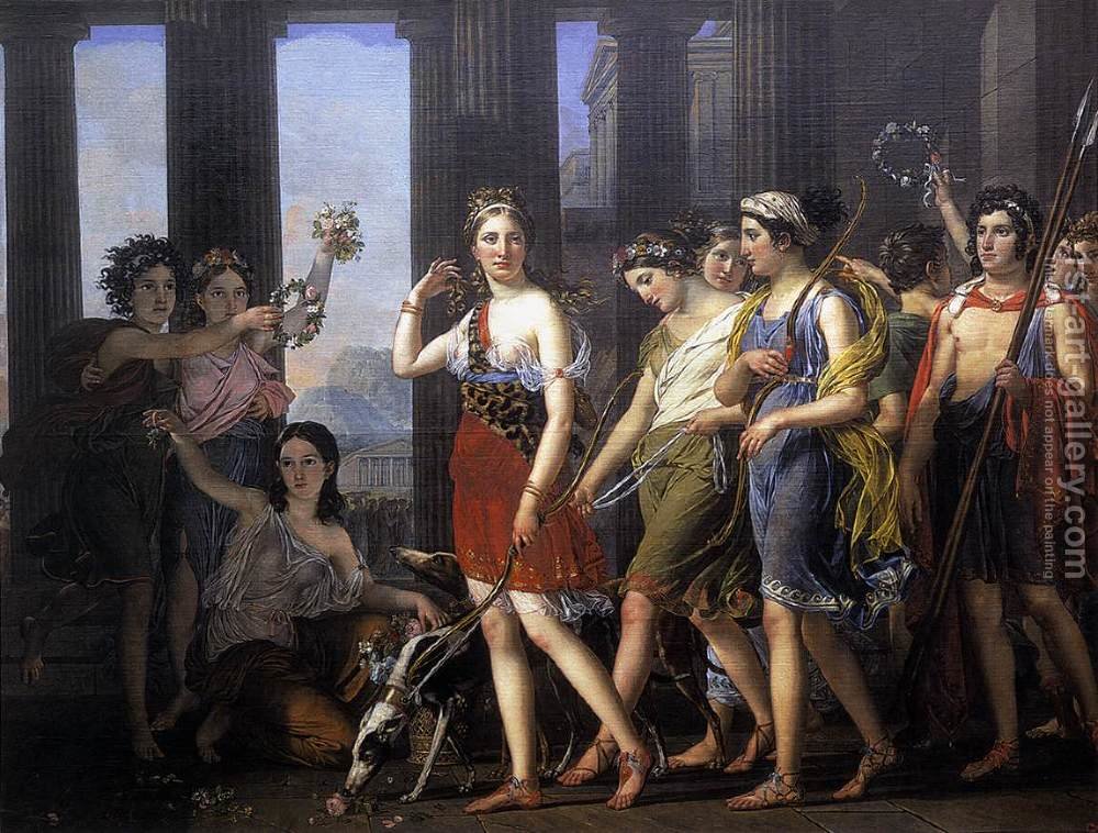 1000x758 The Fair Anthia Leading Her Companions To The Temple Of Diana - Diana And Her Companions Painting
