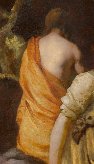 380x665 Details Of Vermeer's Painting Technique Diana And Her Companions - Diana And Her Companions Painting