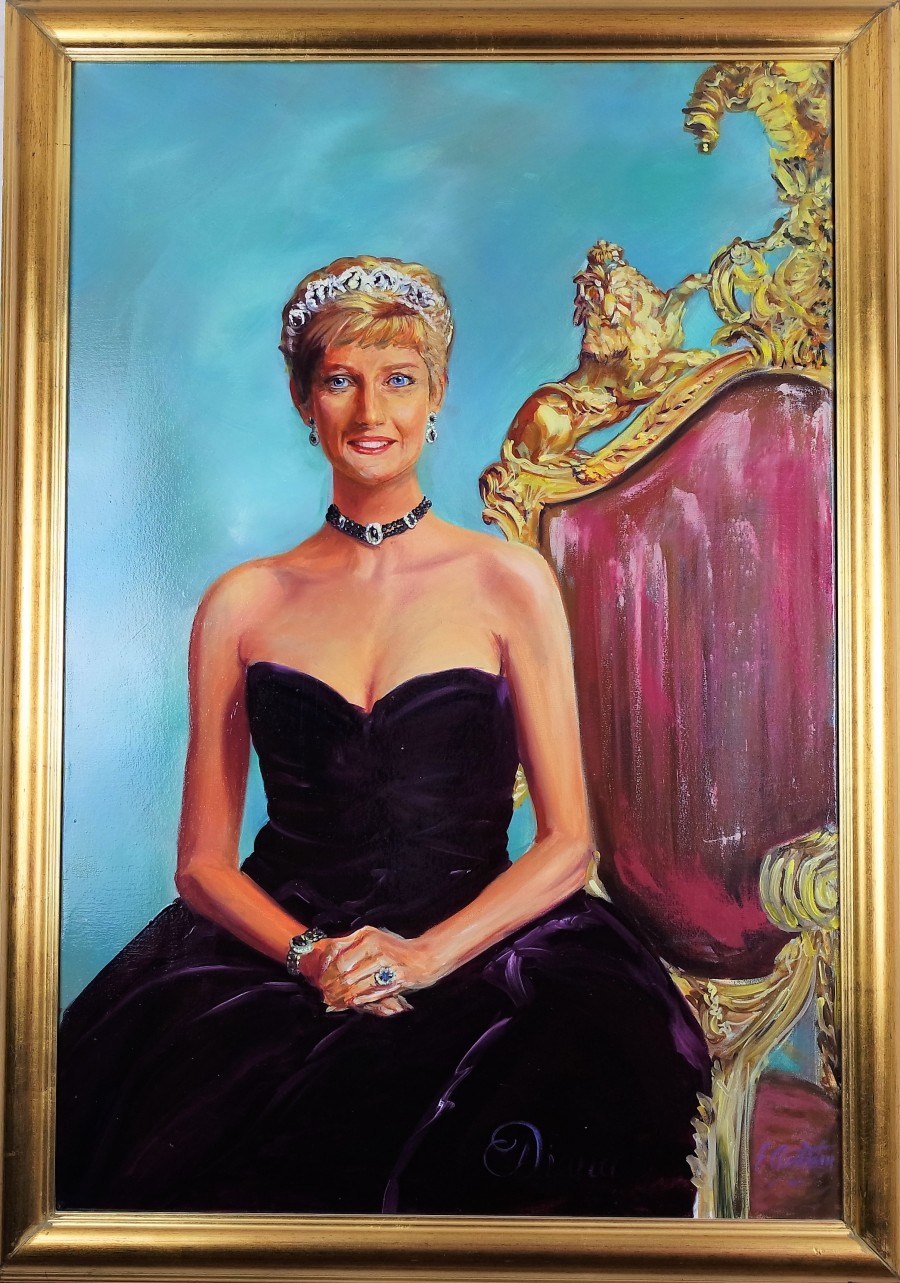 900x1283 Princess Diana In Velvet Dress Commemorative Portrait Painting - Diana Painting