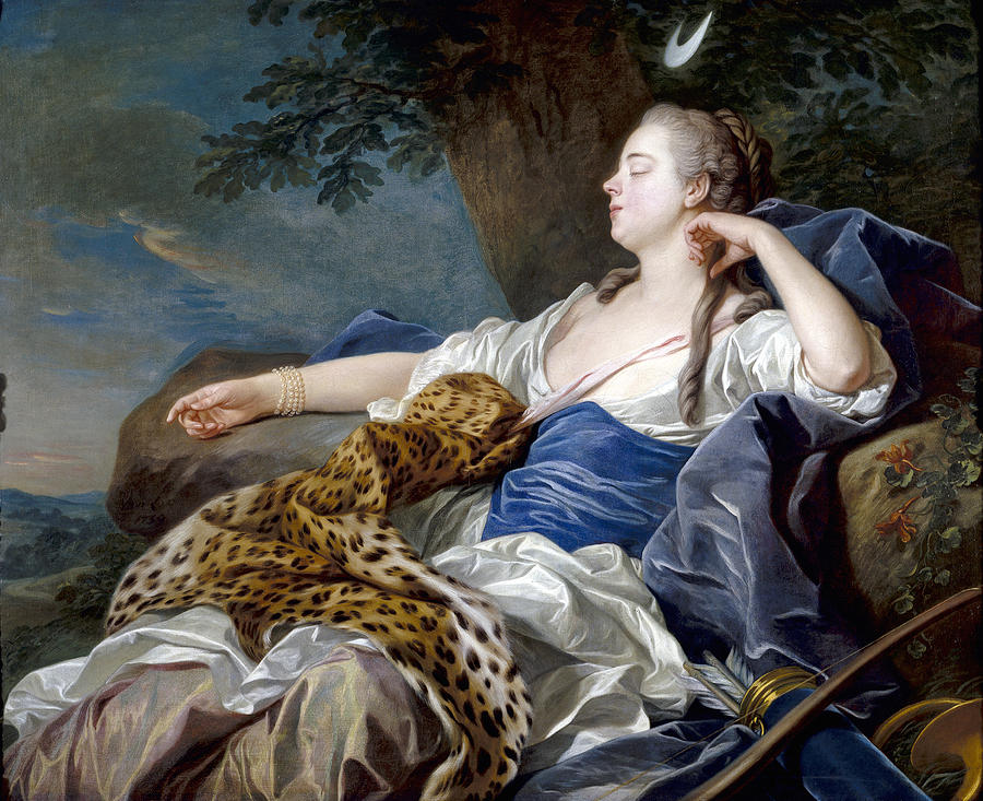 900x733 Diana In A Landscape Painting By Louis Michel Van Loo - Diana Painting
