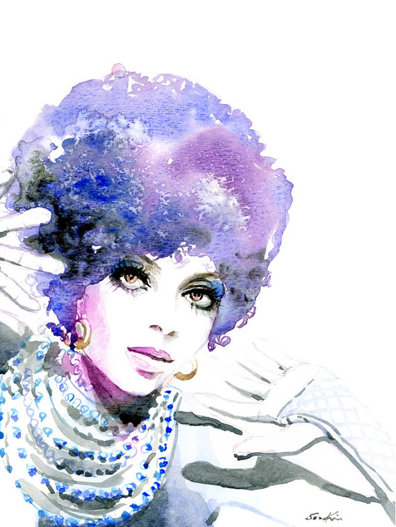 570x759 Watercolor Portrait Diana Ross Soul Sister - Diana Ross Painting