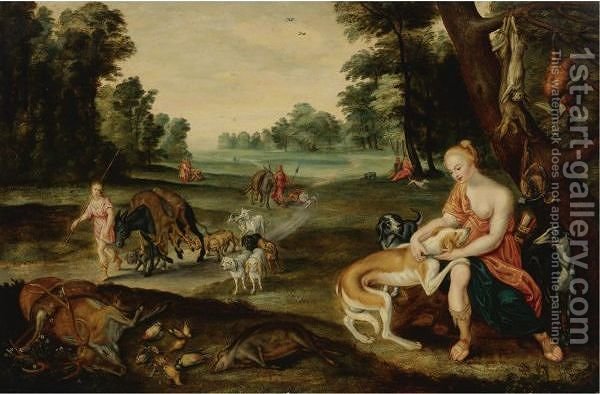 600x394 Diana The Huntress (After) Hendrik Van Balen, I Reproduction 1st - Diana The Huntress Painting
