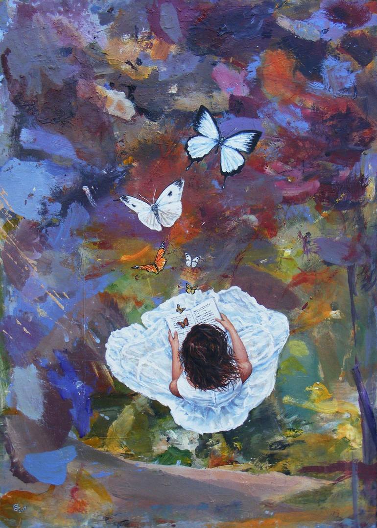 770x1076 Saatchi Art Her Butterfly Diary Painting By Ivan Grozdanovski - Diary Painting