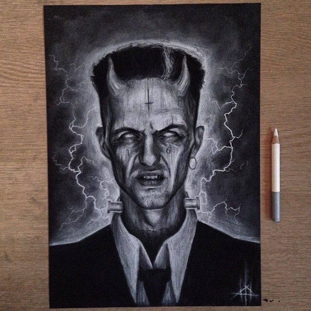 640x640 Painting Of Ninja From Die Antwoord As The Frankenstein Monster - Die Antwoord Painting