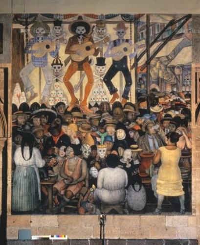 409x500 Diego Rivera. Day Of The Deadcity Fiesta (1923 24), Mural - Diego Rivera Dia De Los Muertos Painting