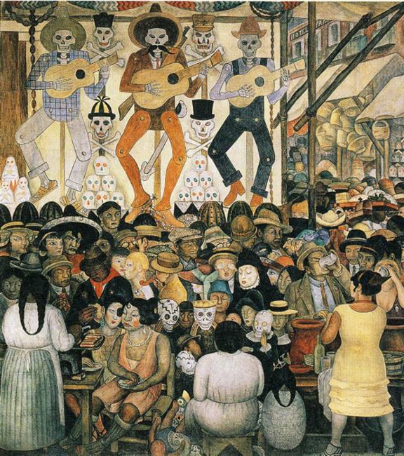 576x650 The Day Of The Dead Diego Rivera Biblioklept - Diego Rivera Dia De Los Muertos Painting