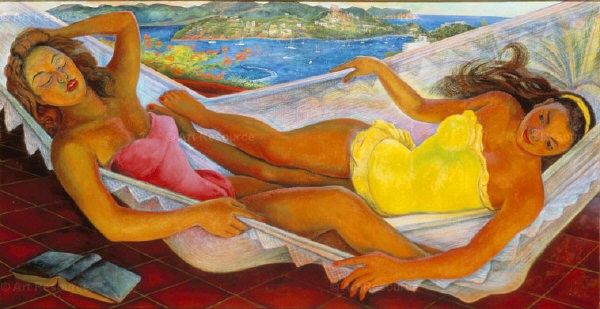 600x309 Diego Rivera La Hamaca The Hammock Painting 50% Off - Diego Rivera Painting
