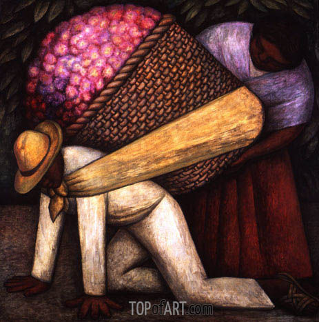 463x467 The Flower Carrier Diego Rivera Painting Reproduction 4703 - Diego Rivera Painting