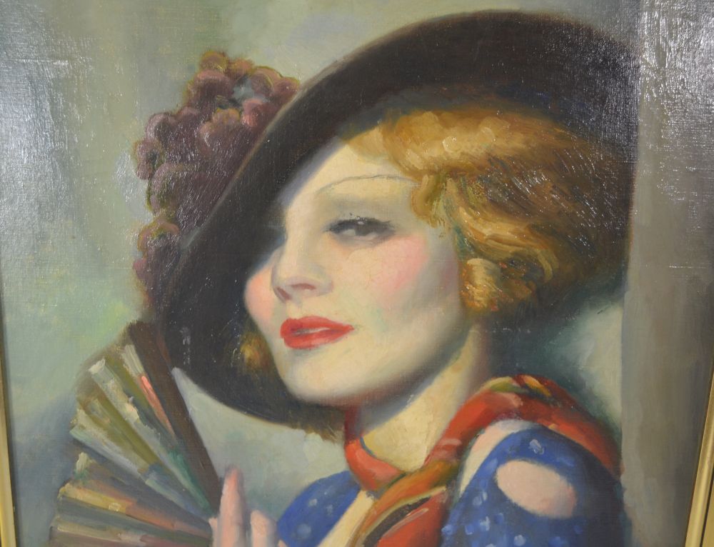 1000x766 1930.fr Greta Garbo Oil Painting Portait By Albert Brabo - Dietrich Painting