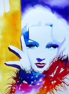236x318 Marlene Dietrich Art Print Of Original Watercolour Painting - Dietrich Painting
