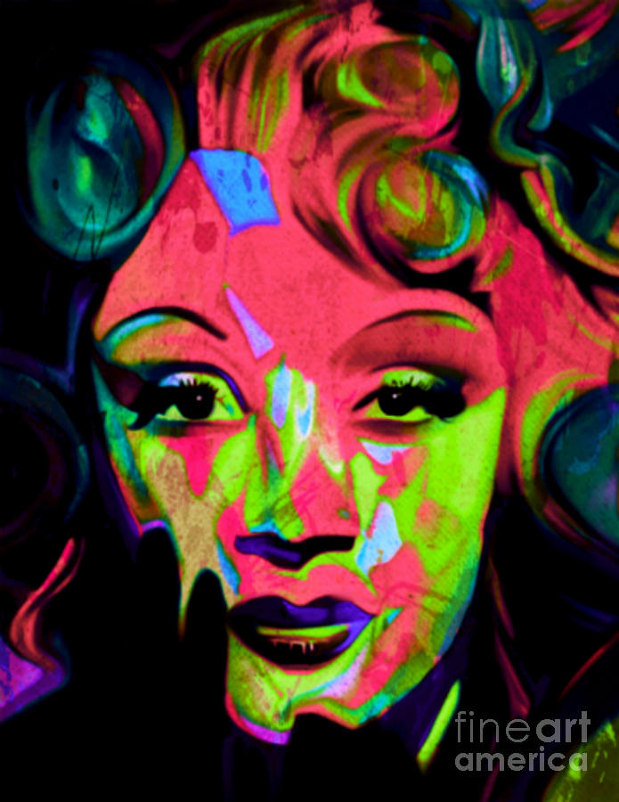 695x900 Marlene Dietrich Pop Art Pur Painting By Felix Von Altersheim - Dietrich Painting