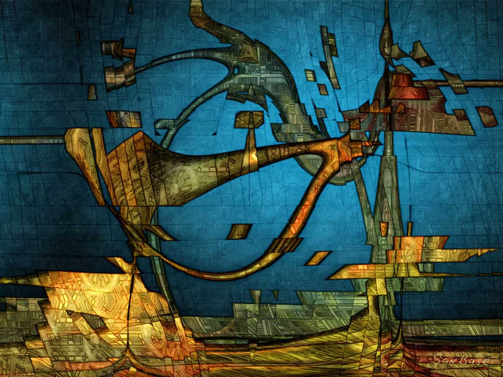 1024x768 Machineria, Dynamic Painting Digital Art Contemporary Artwork - Digital Fine Art Painting