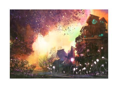 473x355 Fantasy Landscape With Ancient Castle,digital Painting - Digital Painting Fantasy Landscape