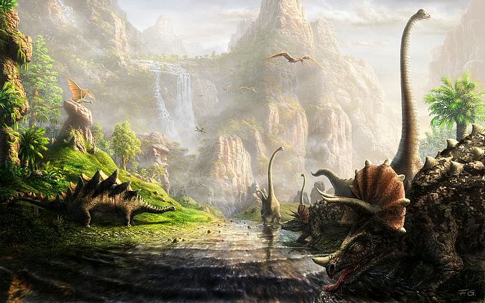 700x438 The Land Of Dinosaurs, Digital Art Paintings Wallpaper 22 - Digital Painting Fantasy Landscape