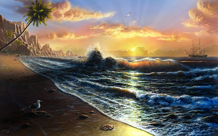 700x438 Sunrise - Digital Painting Fantasy Landscapes