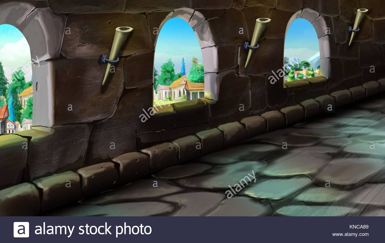 1300x821 Digital Painting Of Gallery In The. Summer Day View With A Stone - Digital Painting Gallery