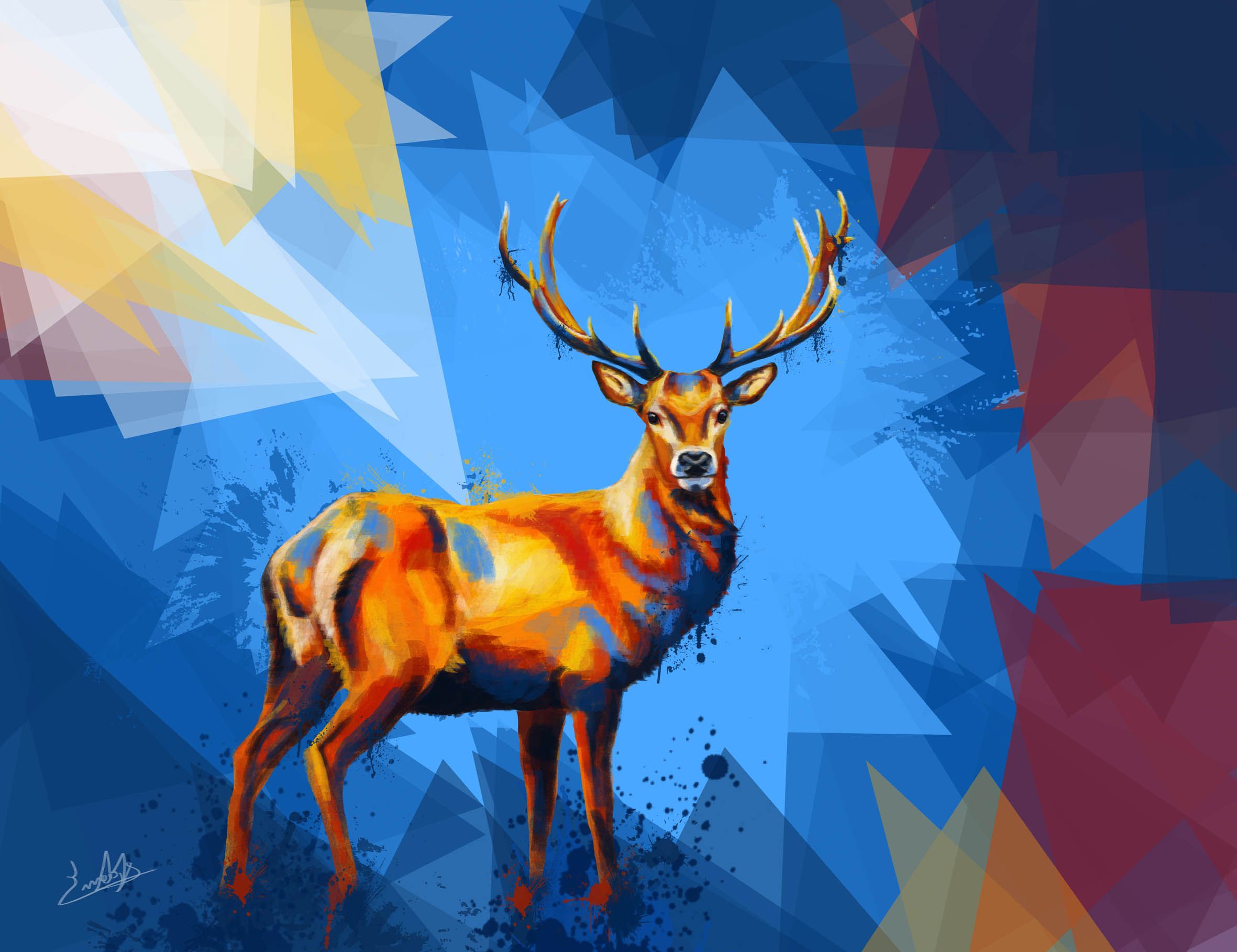 2362x1818 Deer In The Wilderness, Digital Painting. Prints And Products - Digital Painting Prints