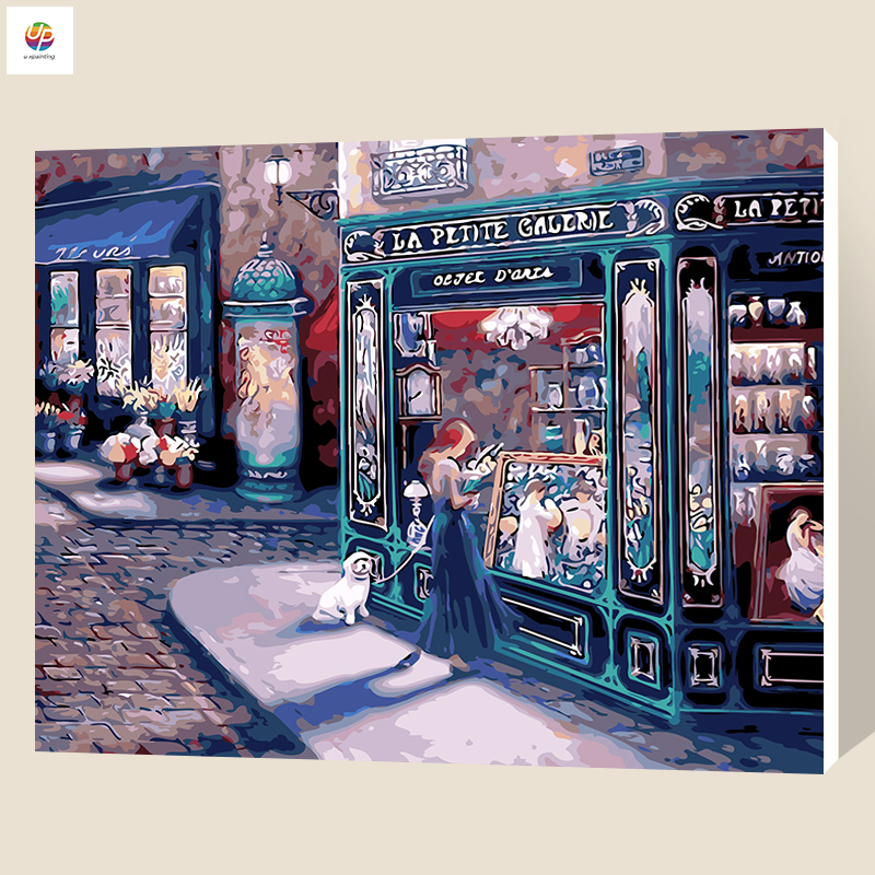 800x800 Frameless Digital Painting By Number Lady Dog Pet Shop Acrylic - Digital Painting Shop