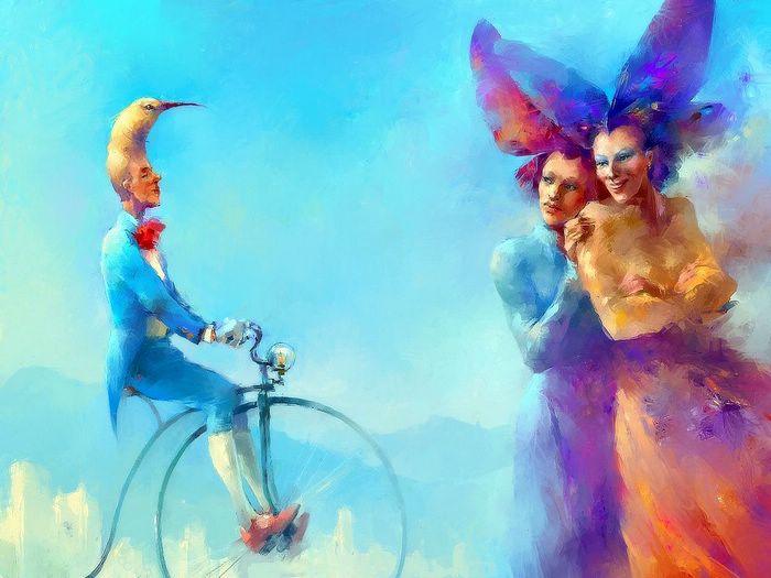 700x525 A Comedian - Digital Watercolor Painting