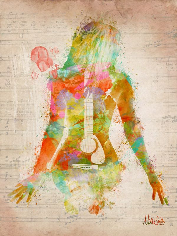 600x800 Music Was My First Love, Self Portait By Nikki Smith (Digital - Digital Watercolor Painting