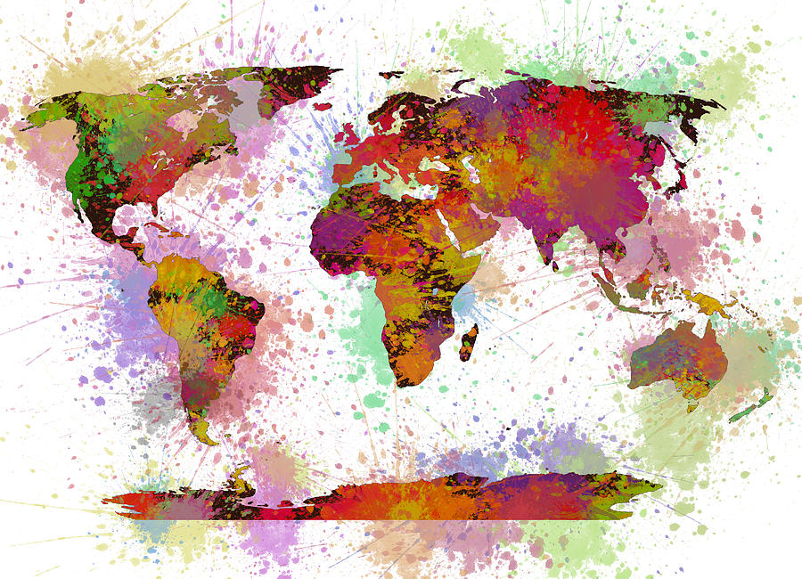 900x650 World Map Digital Watercolor Painting Painting By Georgeta Blanaru - Digital Watercolor Painting