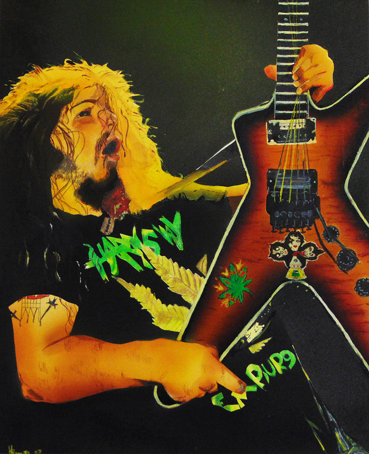 733x900 Dimebag Darrell Abbott Airbrush Painting By Heather Everetts - Dimebag Darrell Painting
