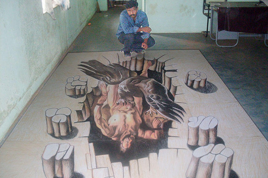 876x584 Three Dimensional Painting Painting By Sivadas Vasu - Dimensional Painting