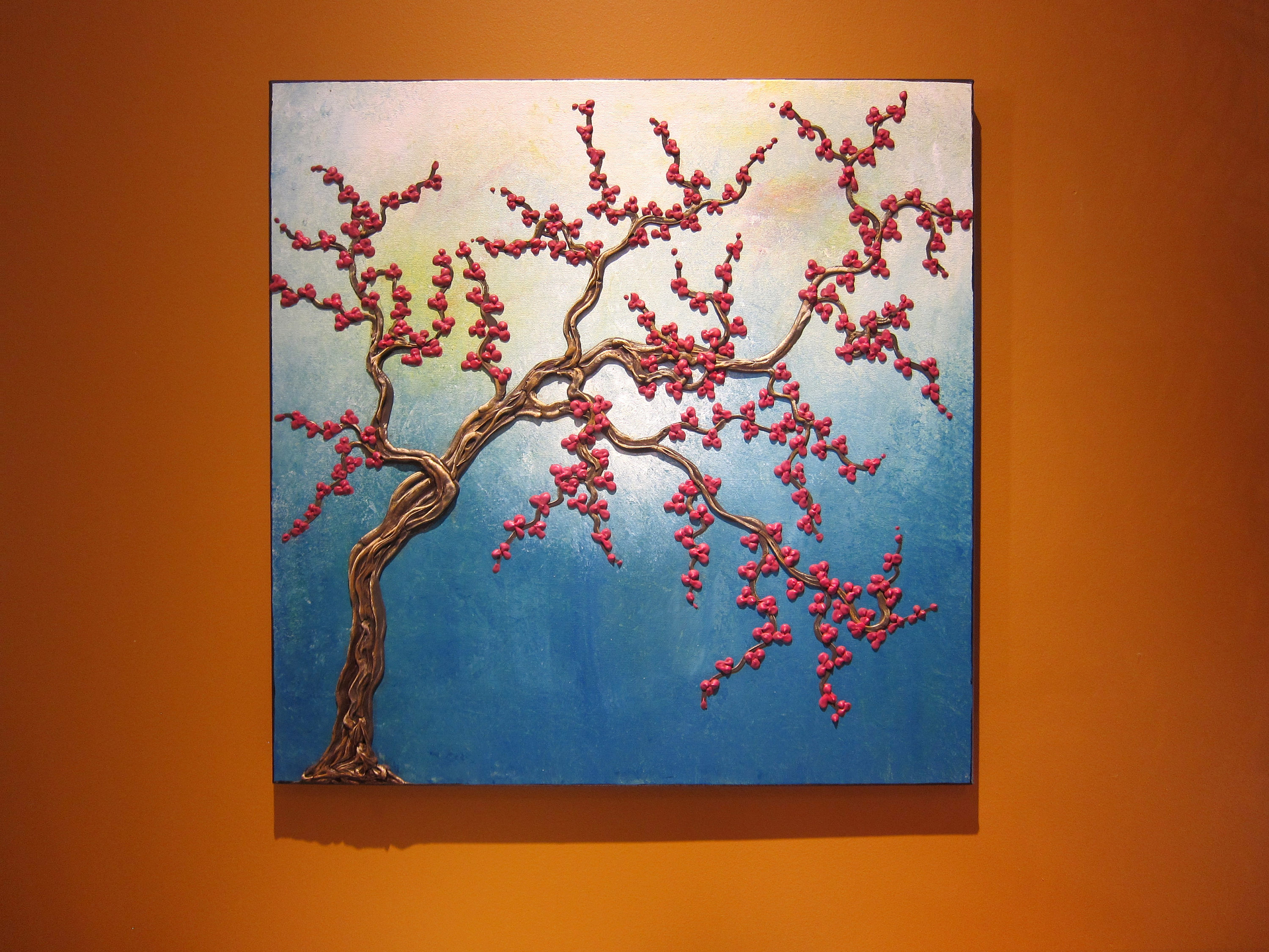3000x2250 Turquoise Cherry Blossom Tree Painting Super Three Dimensional - Dimensional Painting