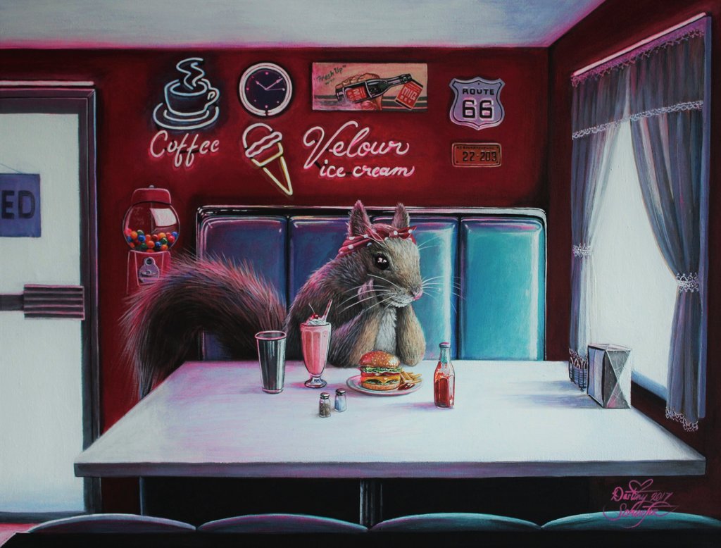 1024x778 Diner Painting By Straewefin - Diner Painting