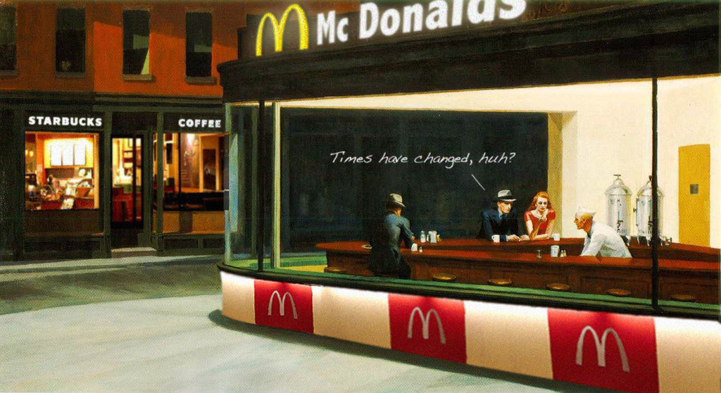 1024x558 Hopper Diner Painting The Nighthawks Painting Parodies Of Edward - Diner Painting