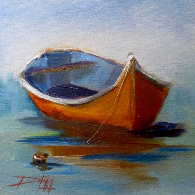 400x400 Painting Of The Day, Daily Oil Paintings By Delilah Dingy Boat - Dinghy Painting