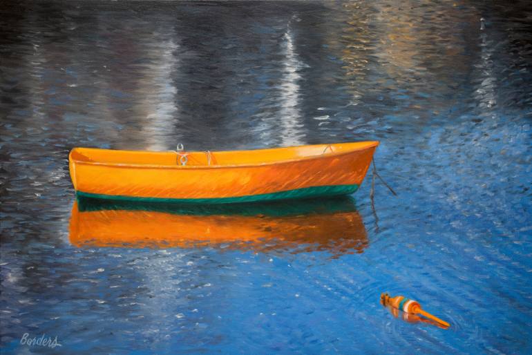770x514 Saatchi Art Orange Dinghy Painting By Scott Borders - Dinghy Painting