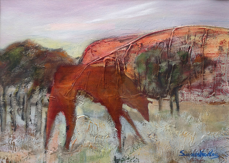 800x571 Susanna Hawkes Oil Painting. Dingo Rock.bstract Painting - Dingo Painting
