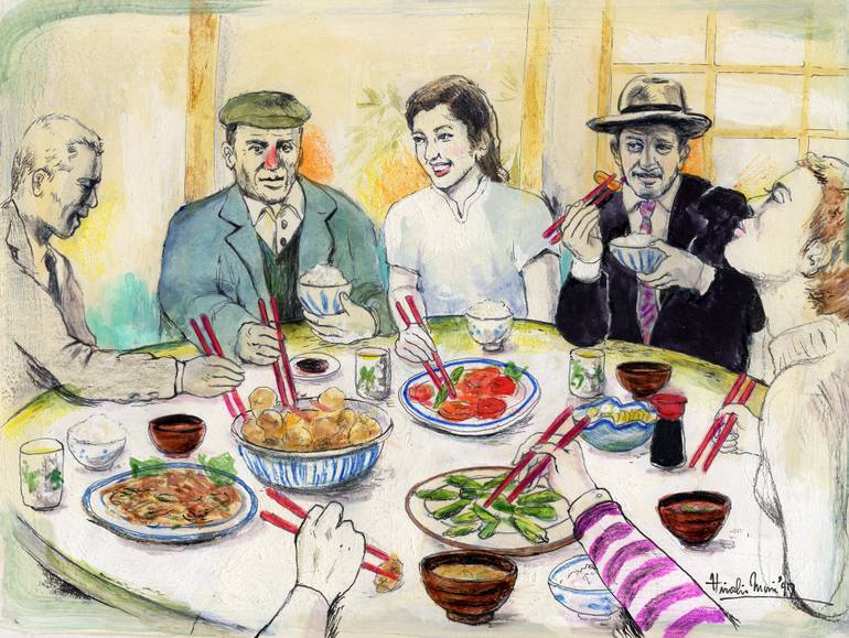 770x579 Saatchi Art At Dinner Table Painting By Hiroshi Mori - Dinner Table Painting