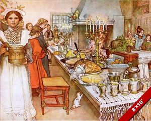 300x240 The Christmas Eve Feast Dinner Table Victorian Painting Art Real - Dinner Table Painting